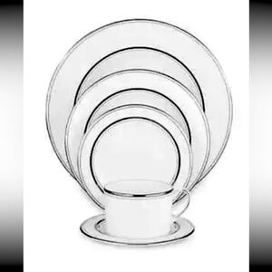 KATE SPADE LENOX NEW YORK LIBRARY LANE PLATINUM 5 PIECE PLACE SETTING